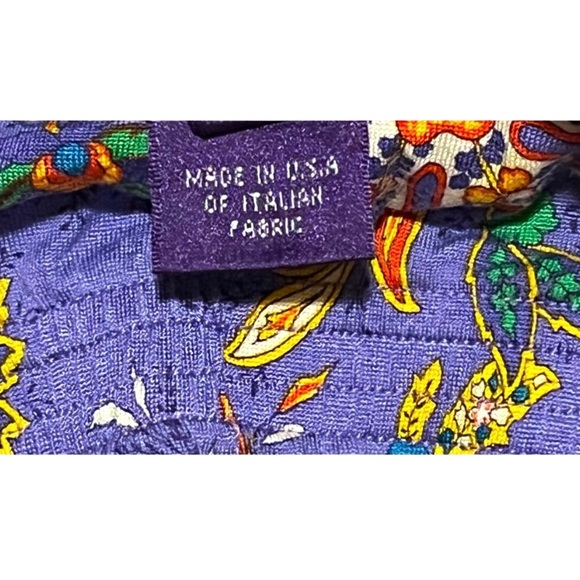 RALPH LAUREN PURPLE LABEL SILK VIBRANT PURPLE & GREEN FLORAL PAISLEY 2 PIECE SET - Picture 6 of 8